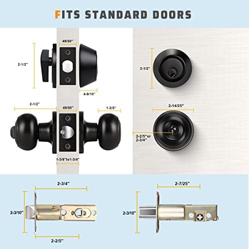 KNOBWELL Secure Front Door Knob Set for Home Commercial Use