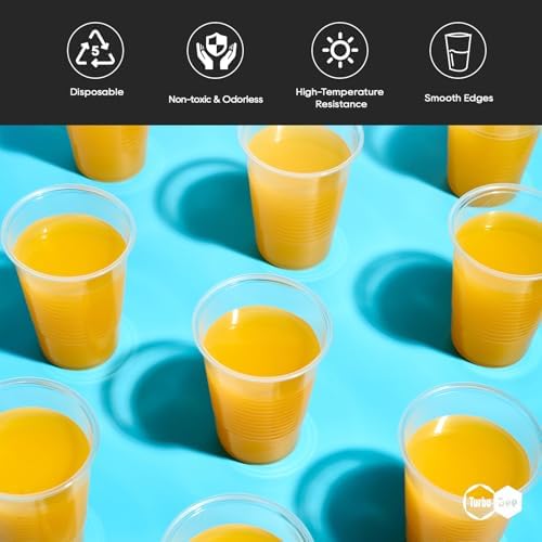 Turbo Bee 500-Pack 9oz Disposable Plastic Cups - Heat-Resistant Leak-Proof and Food Safe for Schools Offices and More