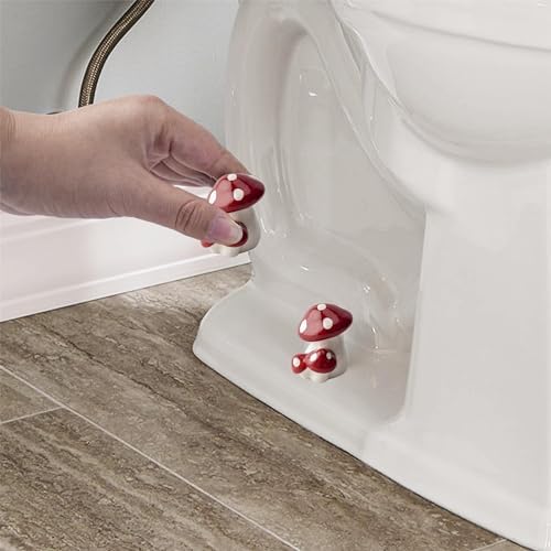 Red Mushroom Toilet Floor Bolt Cover Cute Bathroom Decor