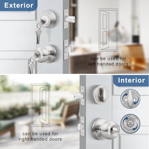 Sturdy exterior doorknob set with deadbolt
