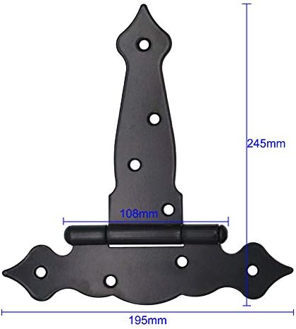 2 Pieces NUZAMAS Heavy Duty T-Strap Shed Hinges and Self-Locking Latch Set