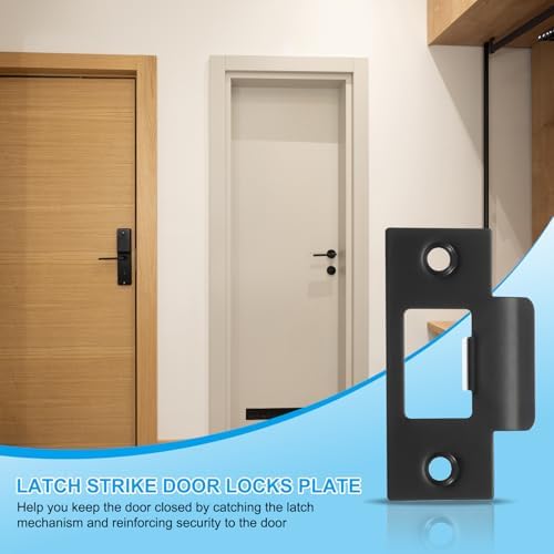 MECCANIXITY Door Deadbolt Strike Plates Black Reinforce Security Pack of 4