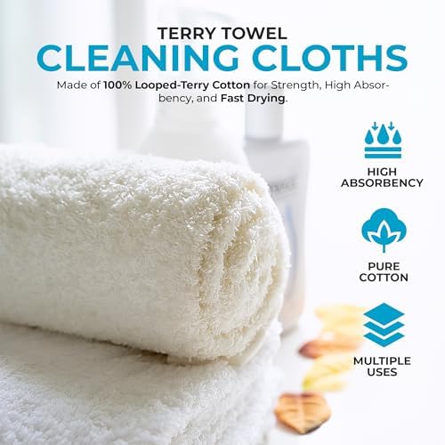 12x12 Terry Cleaning Cloths 50 Pack