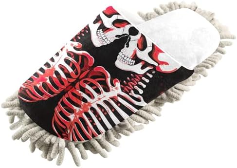 White Skull Office Mop Slippers