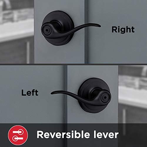 Kwikset Tustin Door Handle Matte Black Privacy Lock for Bathroom Bedroom