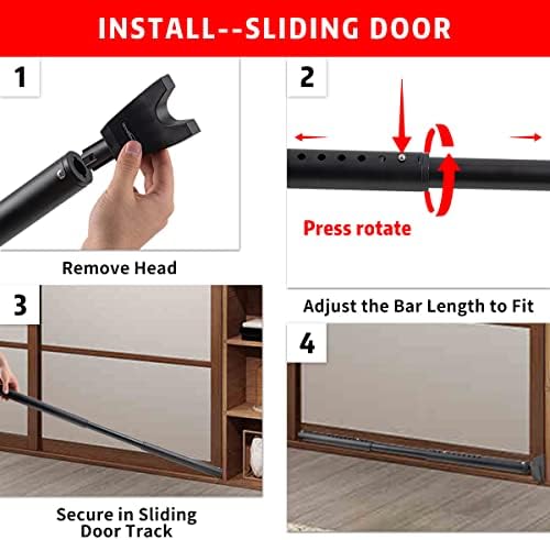 HoneSecur 2-Pack 2-in-1 Door Sliding patio Door Stopper Adjustable Security Jammer Bar Child-Proof