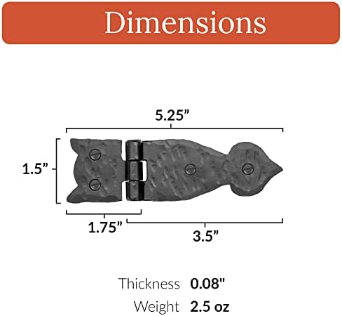 2-Pack Black Wrought Iron Hinges for Farmhouse Doors Gates