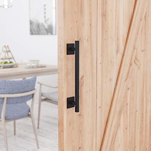 Sturdy Heavy Duty Barn Door Handle Antique Rustic Black Flush Square Base Pull