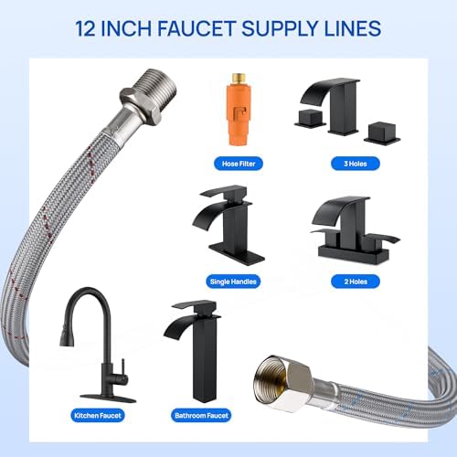 High-Quality Faucet Supply Line 12 x G 38 x G 38Thread Extend Hose with 304 Stainless Steel Nut