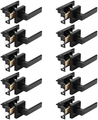 Probrico 10-Piece Matte Black Heavy Duty Privacy Door Handles Two-Handed Door Lever Lock Set for Bedroom BathroomKitchen