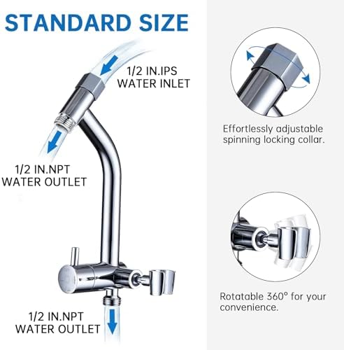 G-Promise All Metal 3-Way Showers Diverter with Low-Holder 4-Settings Chrome