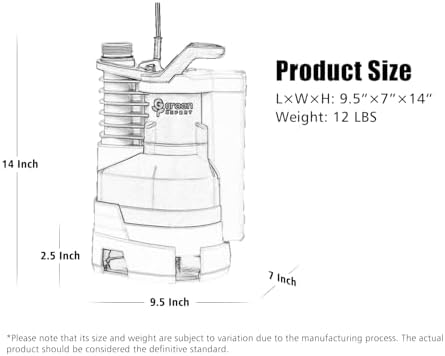MV Green Expert 1HP Sump Pump 4000GPH - Effortlessly remove water from flooded basements pools and more