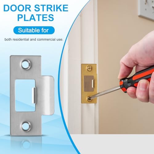MECCANIXITY Door Strike Plate Set Stainless Steel Anti-Rust Easy to Install Door Lock Reinforcement Pack of 4