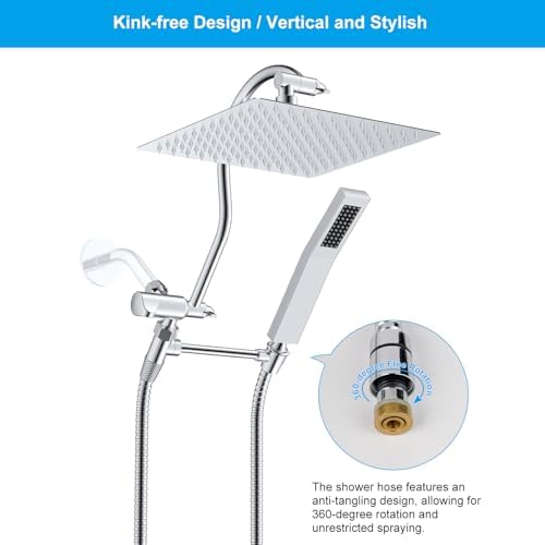 Hibbent All Metal 90-inch Stainless Steel Chrome Shower Hose wB brass Fittings for Home Use