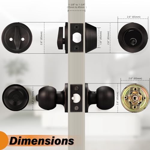 Secure Front Door Set with 3 Keys Opens Locks Easy