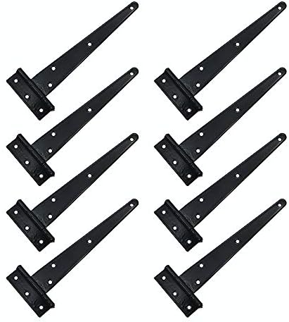 Set of 8 Black T-Strap Shed Hinges for