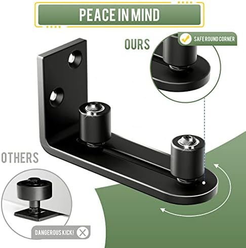 Smartsmith Two-Piece Barn Guide for Doors Smooth Glide Ball Bearings Frame Durable Steel Door Hardware Black