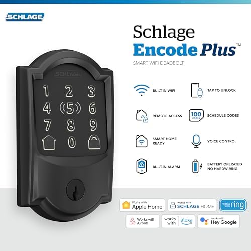 Schlage BE499WB CAM 622 Enhanced Security Smart Deadbolt with Built-in WiFi