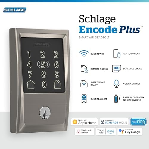 Secure Touchscreen WiFi Smart Deadbolt Lock with Keyless Entry and built-in SCHLAGE Home App