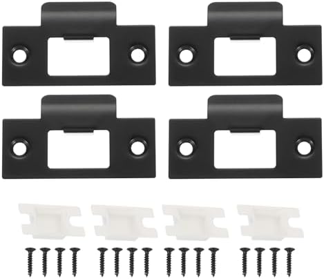 MECCANIXITY Door Deadbolt Strike Plates Black Reinforce Security Pack of 4
