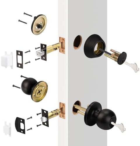 Secure Front Door Set with 3 Keys Opens Locks Easy