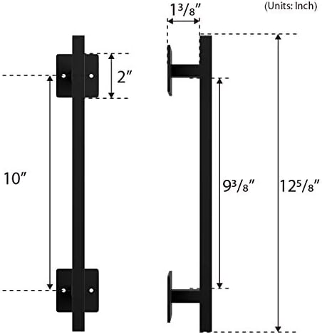 Sturdy Heavy Duty Barn Door Handle Antique Rustic Black Flush Square Base Pull