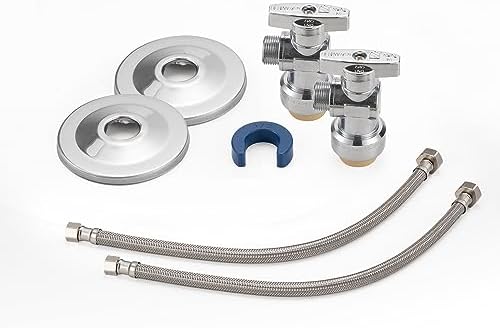 Stainless Steel 16 Faucet Supply Lines 12 Angle Valve Set