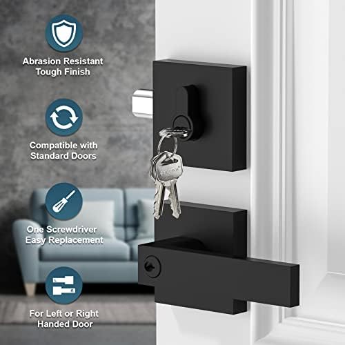 Sturdy Matte Black Door Handle Set for Modern and Rust-Resistant Design