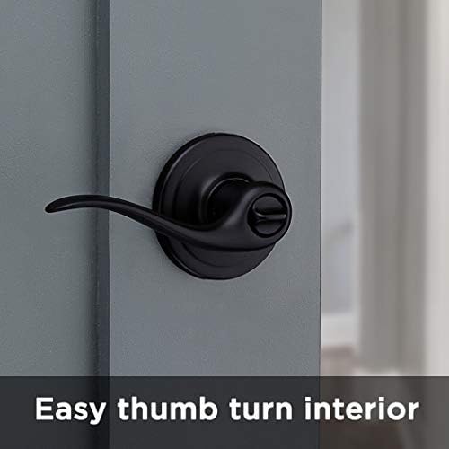 Kwikset Tustin Door Handle Matte Black Privacy Lock for Bathroom Bedroom