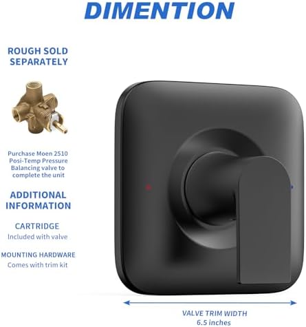 Moen Genta LX Faucet Trim Kit Matte Black - Easy Installation with 2510 Valve Required