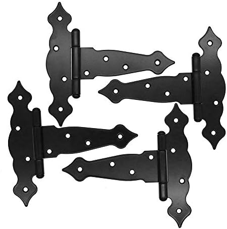 4-Piece 190mm Heavy Duty Hinges for Garden Shed Doors Black Rust-Resistant Door Hardware