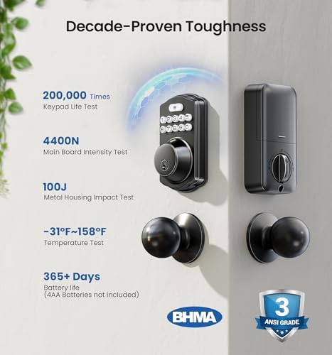 Veise Smart Keyless Entry Door Lock with 2 Knobs and Keypad Deadbolt Set