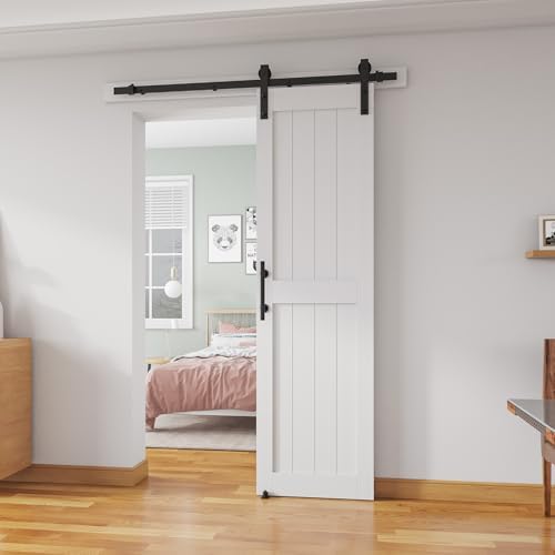 24x80 Sliding Barn Door with 4 FT Hardware Kit Pre-Drilled Easy to Install - Water-Resistant Durable for Home Use