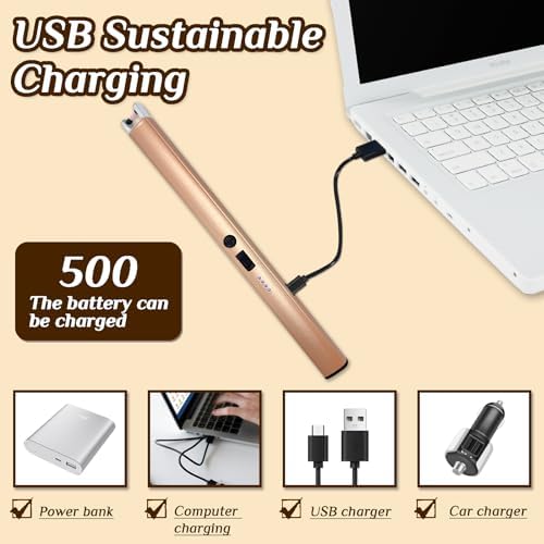 Double Pack Windproof Candle Lighter - LED with Rechargeable USB coronary -- safety -- for camping bbq and gifts