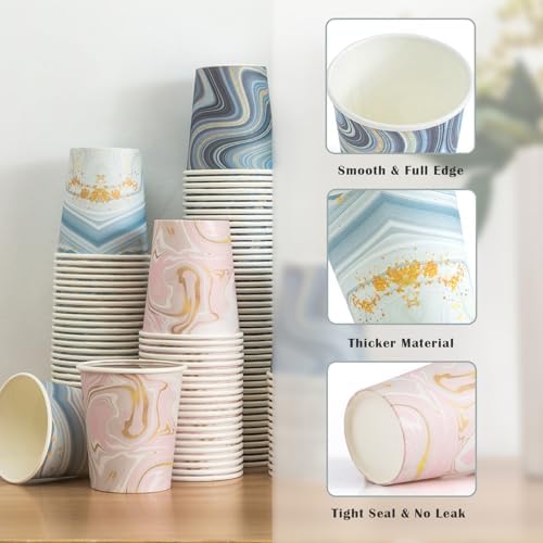 300-Pack 3oz Disposable Paper Cups Mixed Colors Perfect for Bathroom Medications Mouthwash and Small Beverages