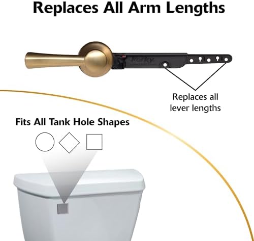 Korky 6094BP StrongARM Tank Lever - Universal Fit Toilet Tank independency Kit Gold Finish