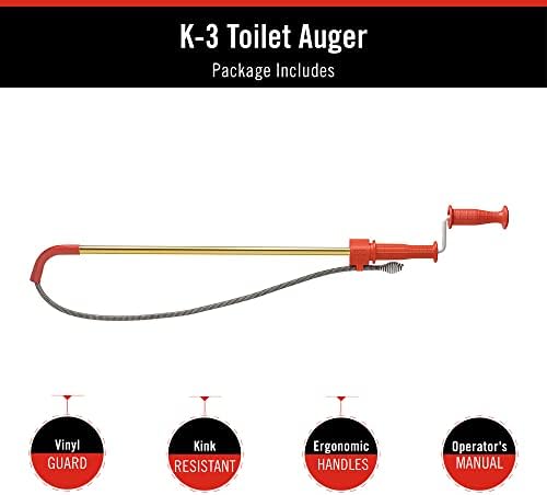 Efficient Toilet Auger with 3-Foot Snake for Fast Blockage Clearance