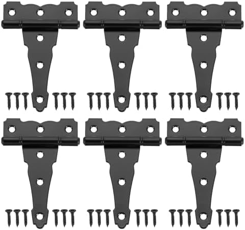 Uxcell 6 Pcs T-Strap Door Hinges Black