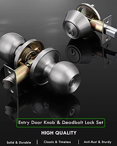 3 Pack Keyed Alike Door Knobs with Deadbolt Lock Set