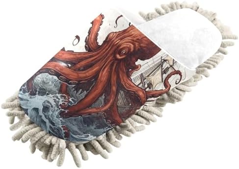 White Ship Octopus Mop Slippers