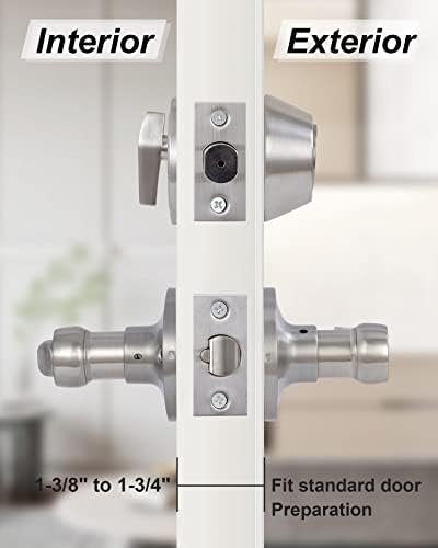 Front Door Lever Lockset with Exterior Door Knob and Deadbolt