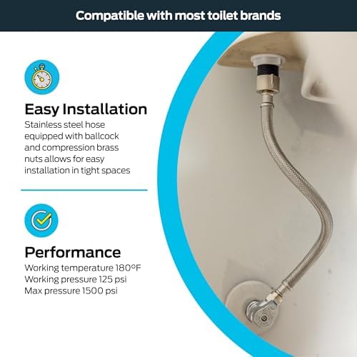 Eastman 12-Inch Flexible Toilet Connector Stainless Steel Braided Hose