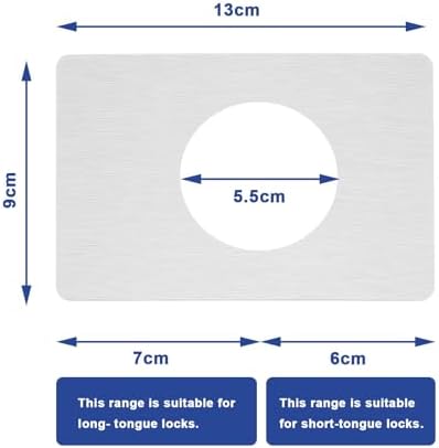 Sing FLD8-Piece 13CM x 9CM Stainless Steel Door Lock Repair Plate Set for 55CM Spherical Locks Silver