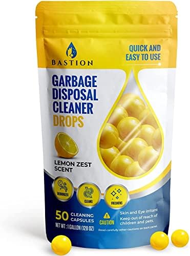 Bastion Garbage Disposal Cleaner Deodorizer Drops 50-Count - Lemon Zest Scented