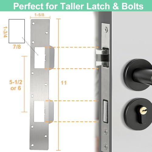 Bryzaxu Door Strike Plate Durable Steel for 55-6 Holes Prioritize Home Security