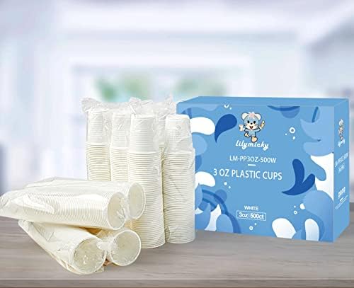Securely Snap-Attach 500 Pack 3 oz Lilymicky Disposable Plastic Cups