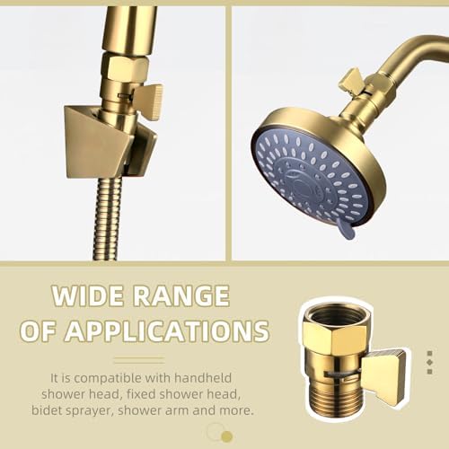 Angle Simple Brass Flow-Controlling Shower Valve Gold