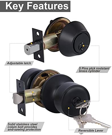 Lanwandeng Keyed Alike Entry Door Knobs Deadbolt Set