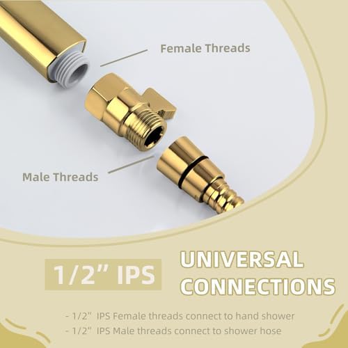 Angle Simple Brass Flow-Controlling Shower Valve Gold