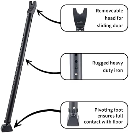 HoneSecur 2-Pack 2-in-1 Door Sliding patio Door Stopper Adjustable Security Jammer Bar Child-Proof